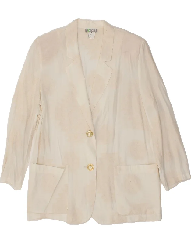 EGOISTE Womens 2 Button Blazer Jacket IT 46 Large Beige Fair Isle Aztec Disco