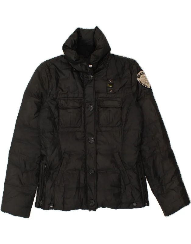 BLAUER Womens Padded Jacket UK 14 Medium Black Sleek Women's 