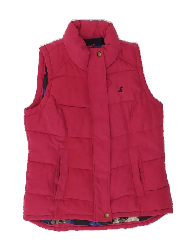 JOULES Womens Padded Gilet UK 8 Small Pink Cotton Unique Women's Upcycled