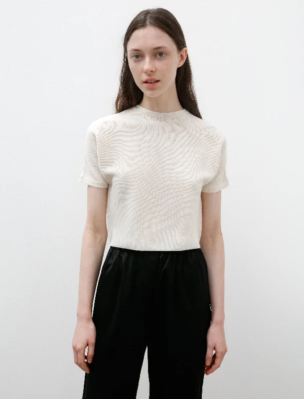 Knitted Light Cotton Blend T-Shirt Milk purpose