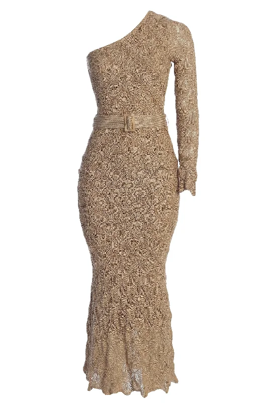 Beige La Costa One Shoulder Dress Sleek Women's 