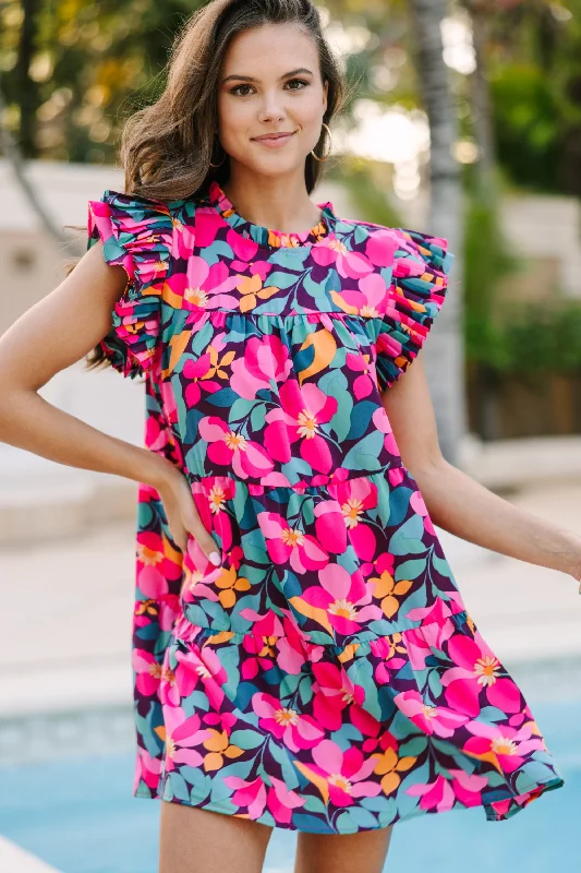 Make My Day Eggplant Purple Floral Babydoll Dress Country