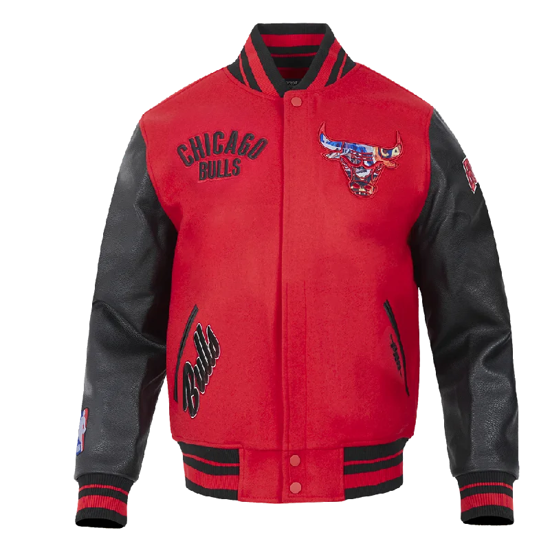 NBA CHICAGO BULLS CITY CENTRIC MEN'S RIB WOOL VARSITY JACKET (RED/BLACK) European
