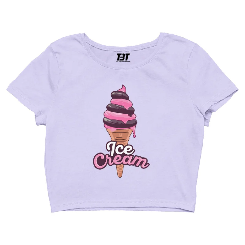 Black Pink Crop Top - Ice Cream Traditional Women's 