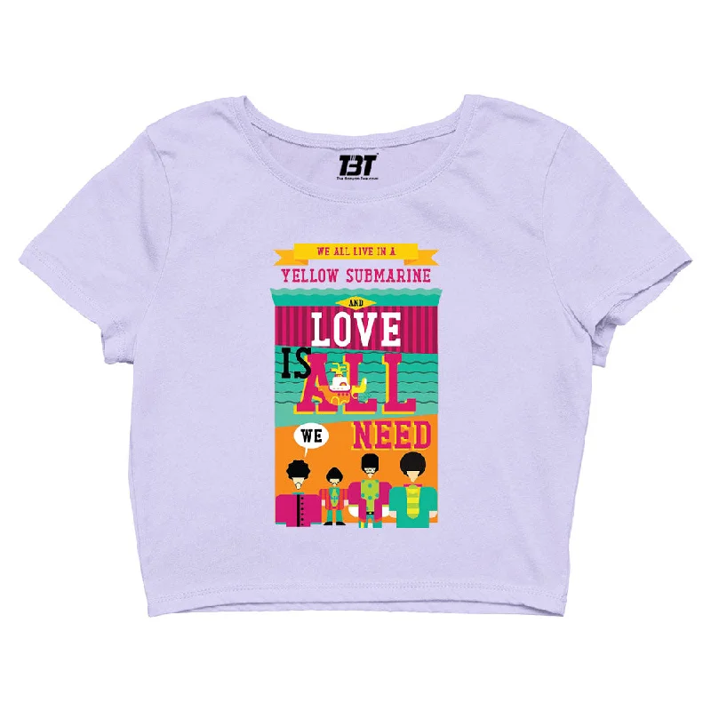 The Beatles Crop Top - We All Live In A Yellow Submarine Earthy Women's 
