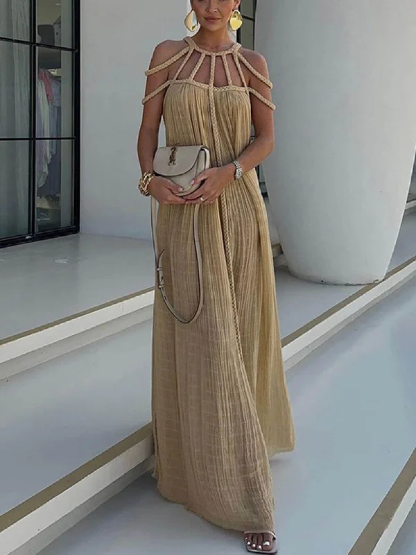 Draped Braids Cover Charming Up Maxi Dress Refined Women's Velvet