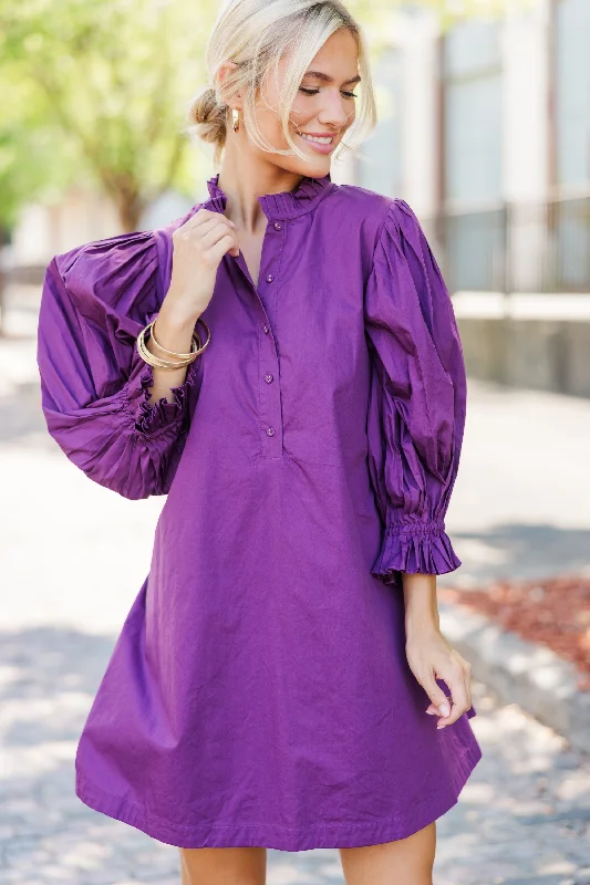 Under The Stars Plum Purple Tie Back Dress performance