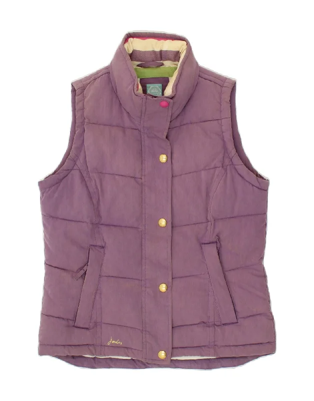 JOULES Womens Padded Gilet UK 10 Small Purple Cotton Dapper Women's Bow - adorned