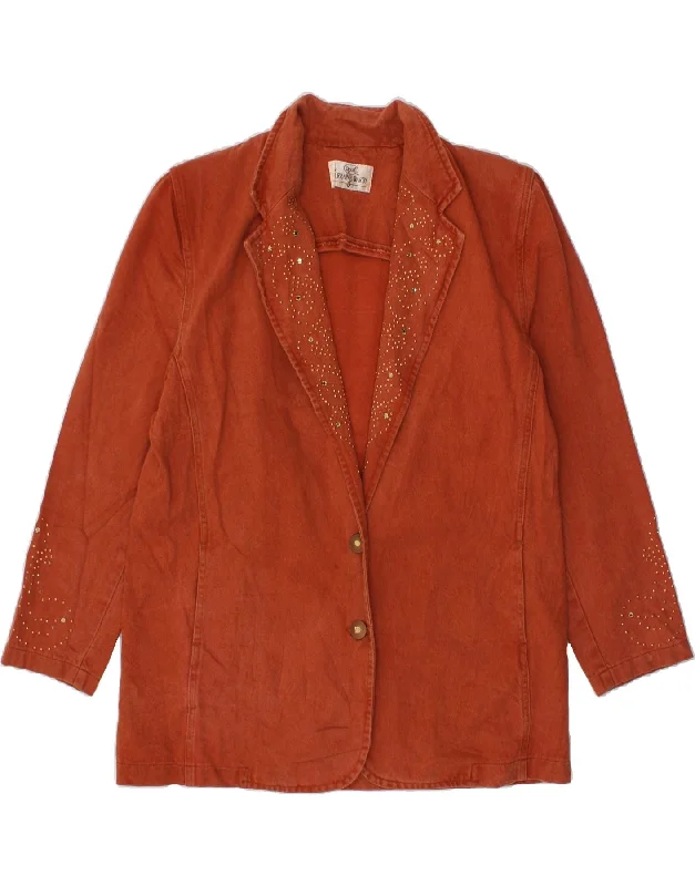 VINTAGE Womens Denim Jacket UK 16 Large Brown Cotton Earthy Women's 