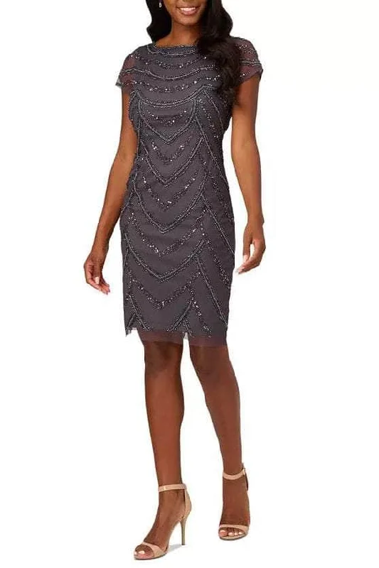 Adrianna Papell AP1E210784 - Bateau Neck Beaded Formal Dress Sustainable Organic
