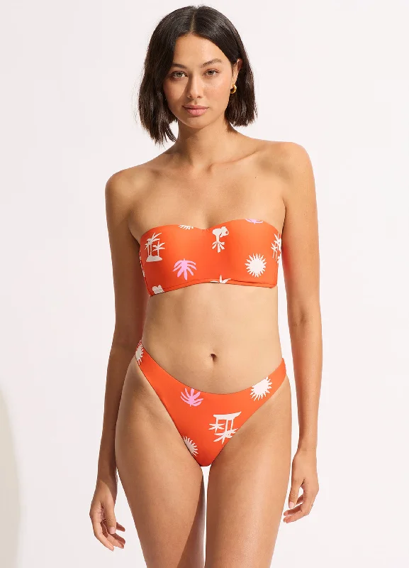 La Palma High Cut Bikini Bottom - Tamarillo Practical Women's Quick - dry