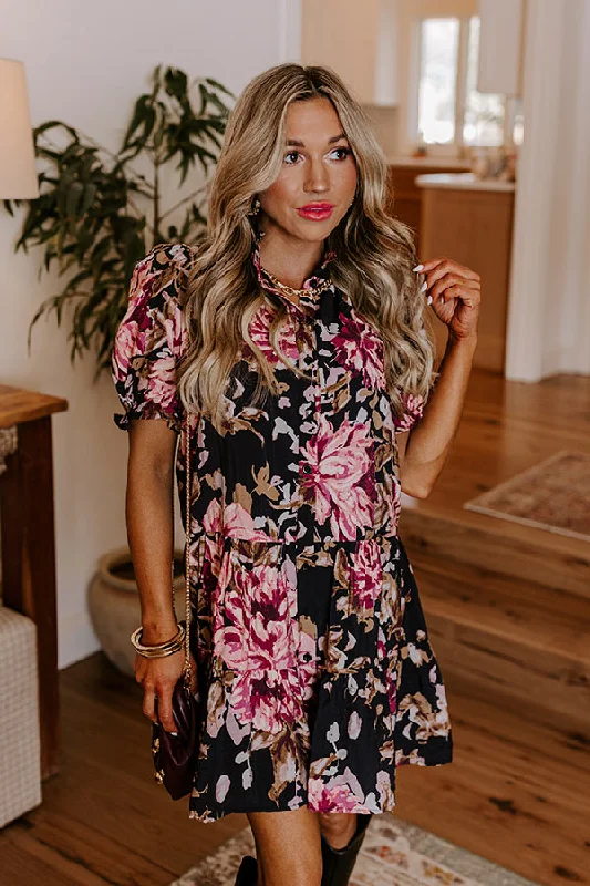 Rose Garden Romance Button Down Mini Dress Women