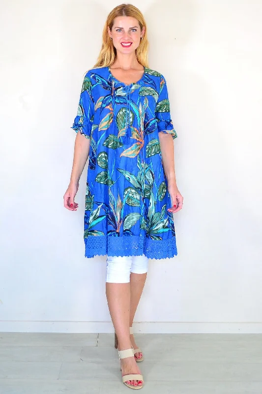 Hannah Boho Blue Tunic Dress Sporty Women's Tennis