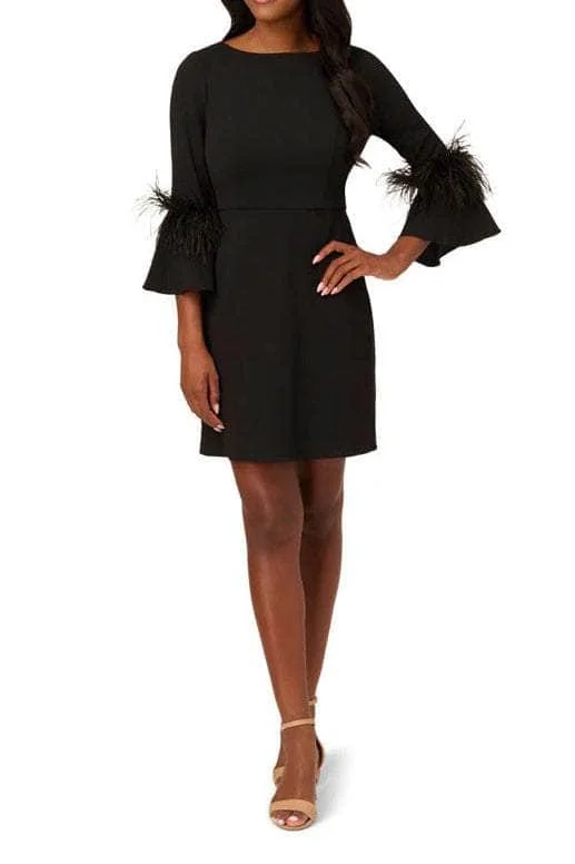Adrianna Papell AP1D105175 - Feathered Bell Sleeve Cocktail Dress Monochromatic Office Style