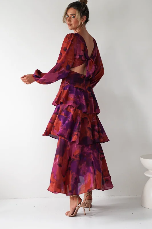 Lainey Ruffle Maxi Dress | Mixed Print Streetwear Style for 