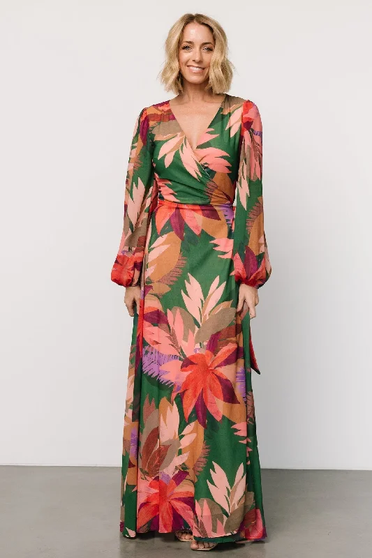 Camilla Wrap Maxi Dress | Green Multi Feminine Women's Style 