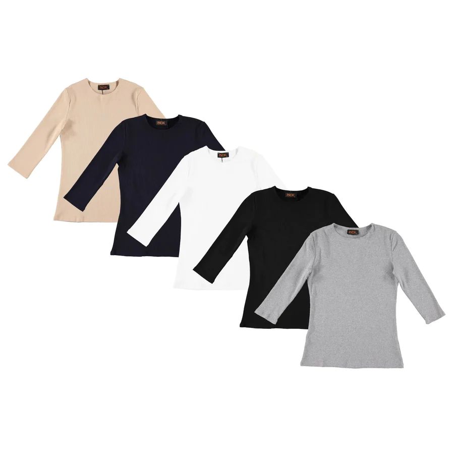 Women's 3/4 Sleeve Ribbed T-Shirt Women