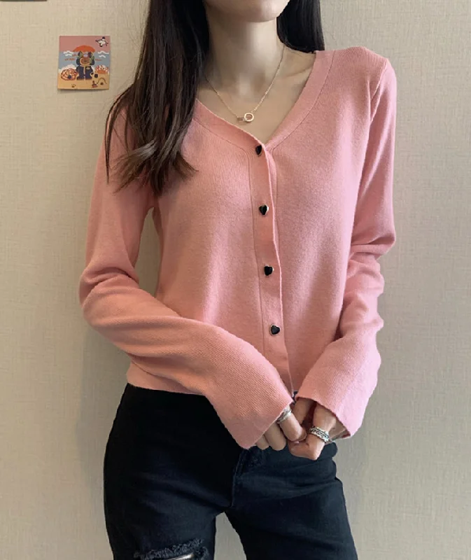 Thin v-neck sweater knitted cardigan sweater  149 Classic Women's Pin - striped