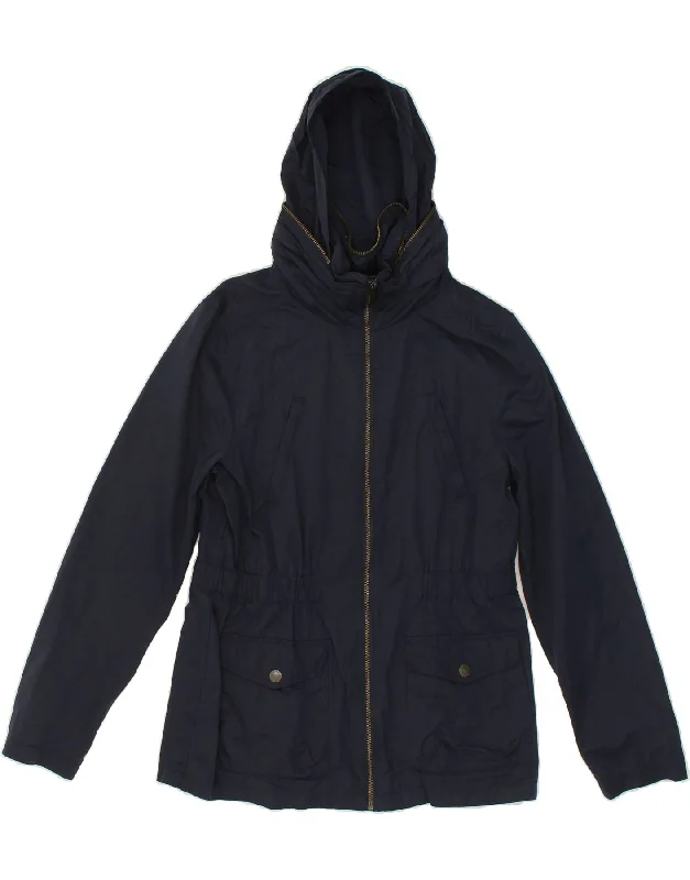 FAT FACE Womens Hooded Windbreaker Jacket UK 12 Medium  Navy Blue Cotton Minimalist Women's Casual