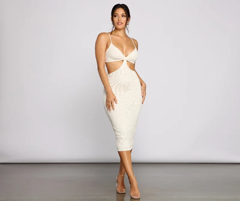 Bold Impressions Sleeveless Charming Midi Cutout Dress Relaxed Women's 