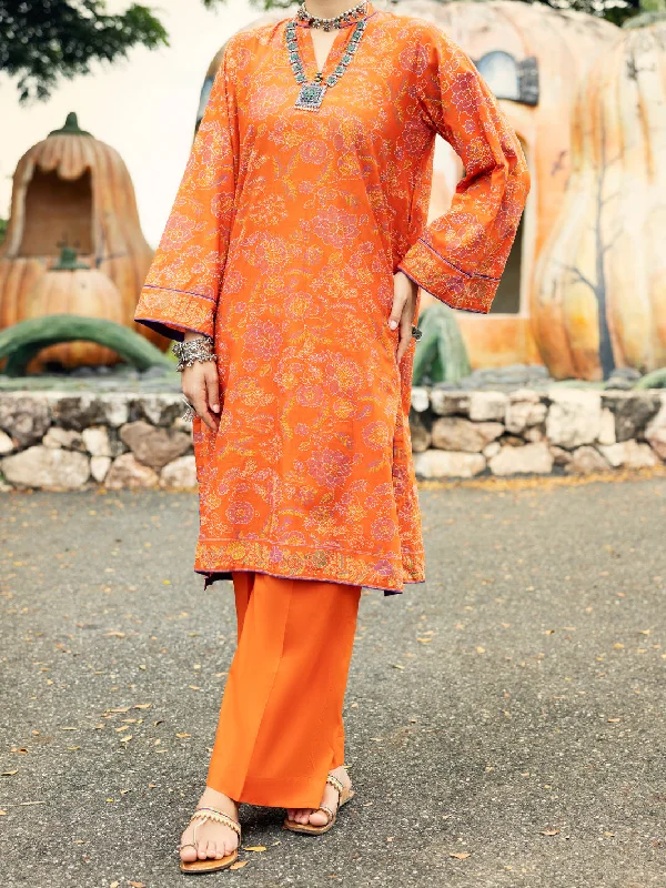 Orange Lawn Kurti - AL-LK-1041 Relaxed Women's Beachy