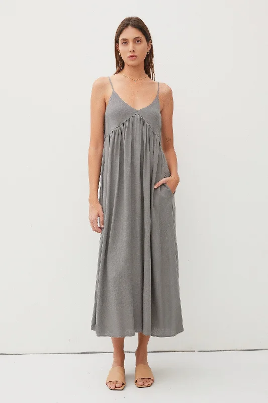 Light Olive V-Neck Sleeveless Midi Dress Classic Women's Tweed