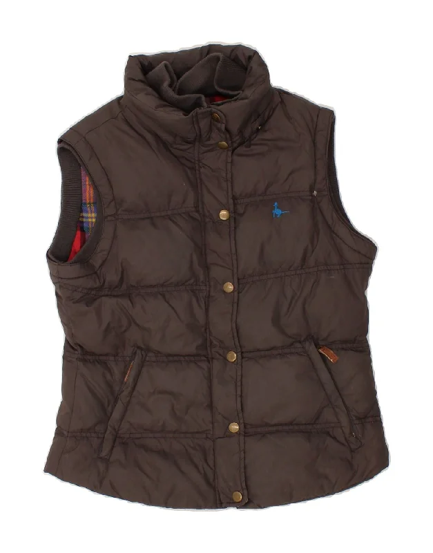 JACK WILLS Womens Padded Gilet UK 10 Small Brown Nylon Athletic Women's 