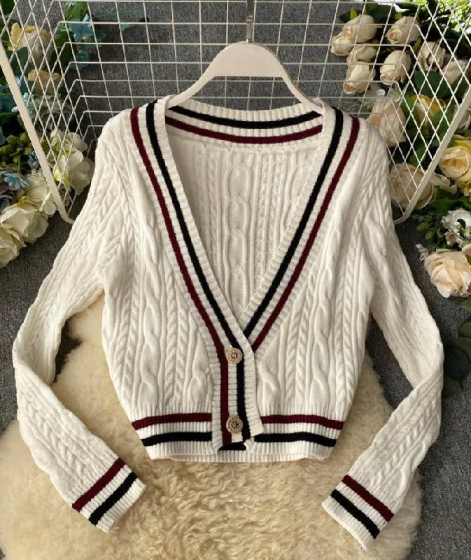New style v neckline loose sweater long sleeve sweater sweater coat spring and autumn clothing  158 European