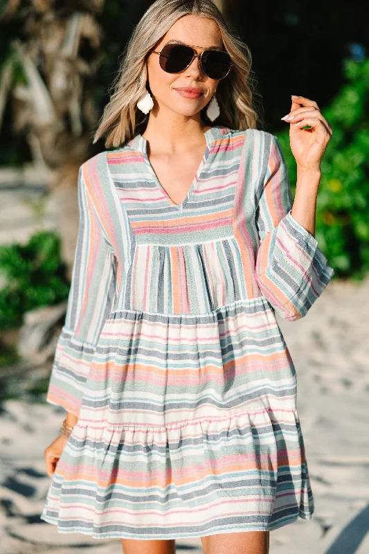 Good Feelings Pink Striped Babydoll Dress Edgy Women's Punk