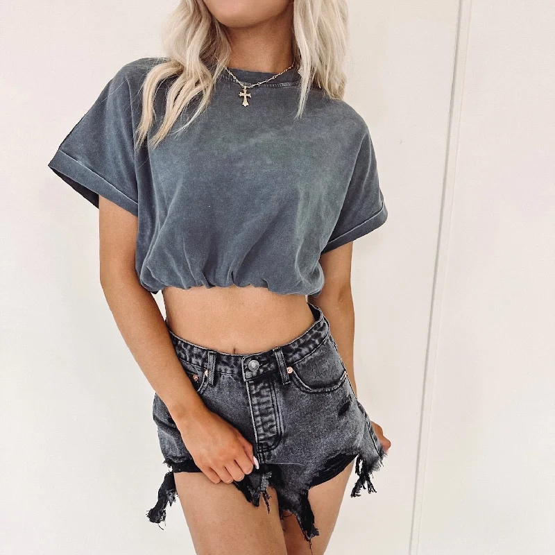 Sammy Crop Top - Grey Cozy Women's Winter