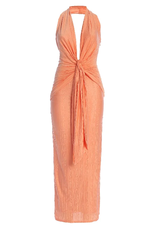 Peach Under The Moonlight Drape Dress Feminine Women's Soft 