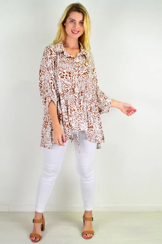 Giraffe Print Relaxed Fit Tunic Blouse Casual Women's Loose - fitting