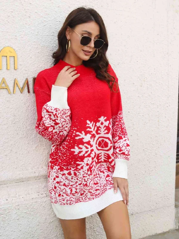 Snowflake Pattern Sweater Dress by VYSN Sophisticated Women's Tailored