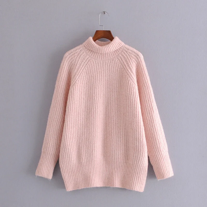 Loose knit turtleneck sweater for women  1353 Feminine Women's Soft 