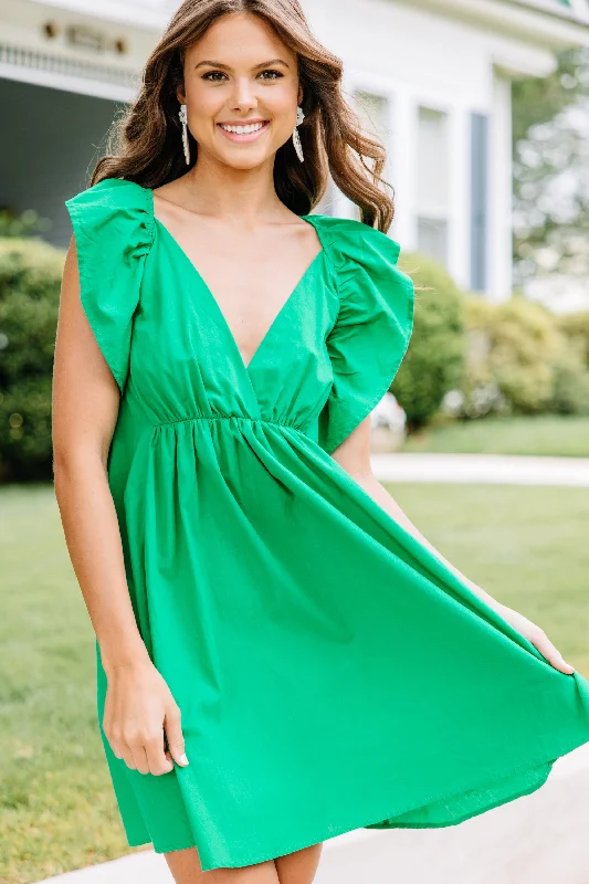Best Days Ahead Kelly Green Ruffled Dress Luxurious Women's High -  end