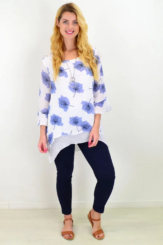 Blue Maple Leaf Layered Tunic Top Refined Women's Classic 