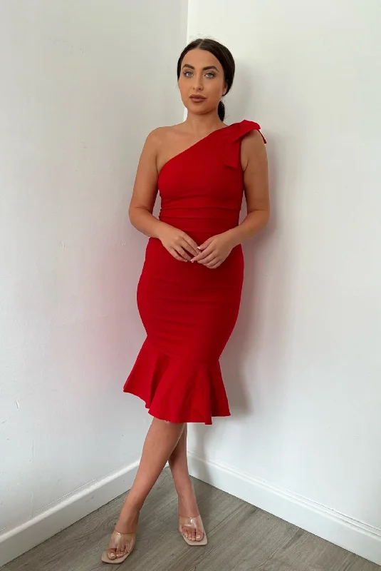 Vesper Savannah Crimson One Shoulder Midi Dress Rugged Women's Outdoor 