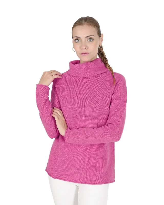 Premium Cashmere Womens Turtleneck Sweater - M Sharp Women's Italian