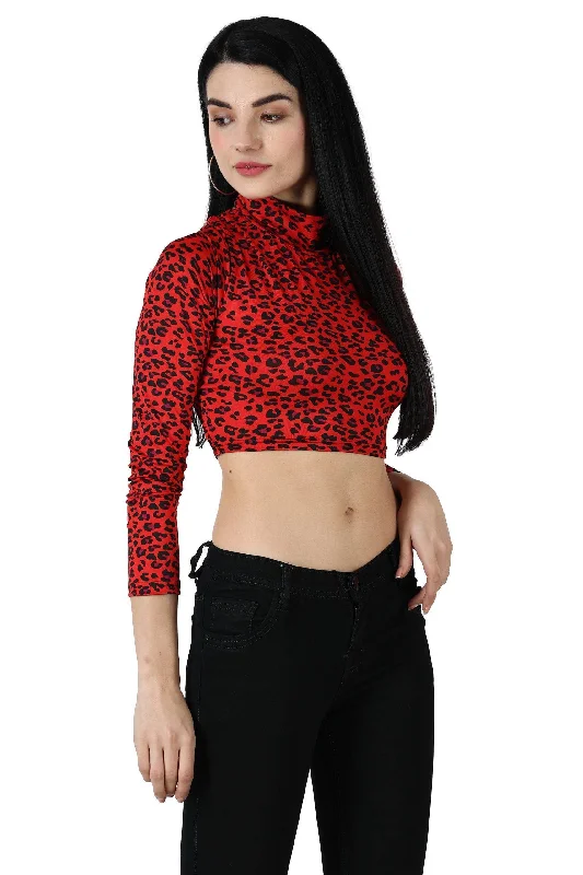Red Animal Printed Backless Tie Top Sustainable Organic