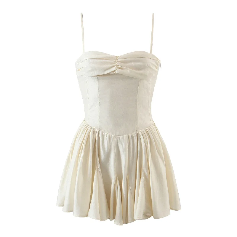A&A Y2K Fairy Summer Mini Dress Monochromatic Office Style