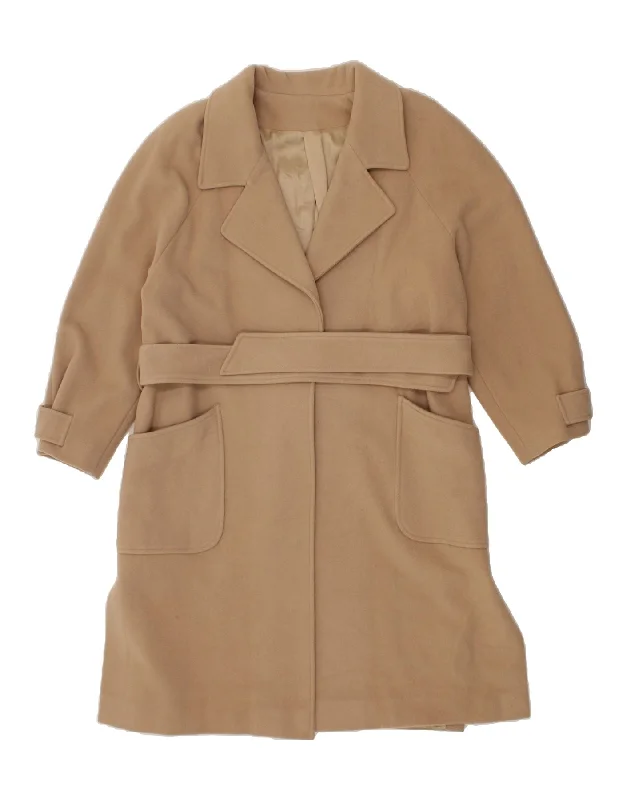 VINTAGE Womens Overcoat UK 14 Large Beige French