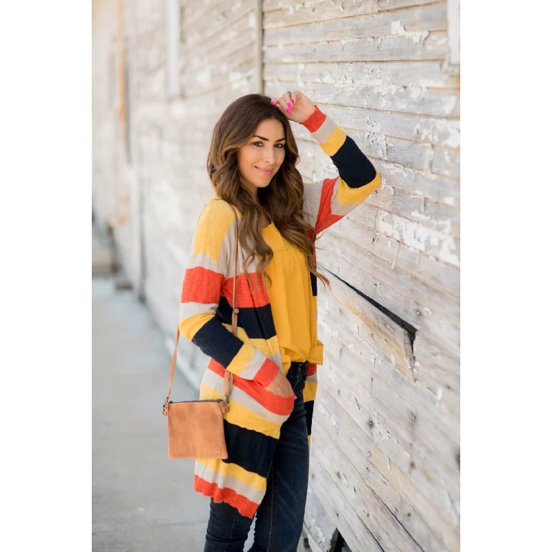 Striped Tissue Cardigan Practical Women's Quick - dry