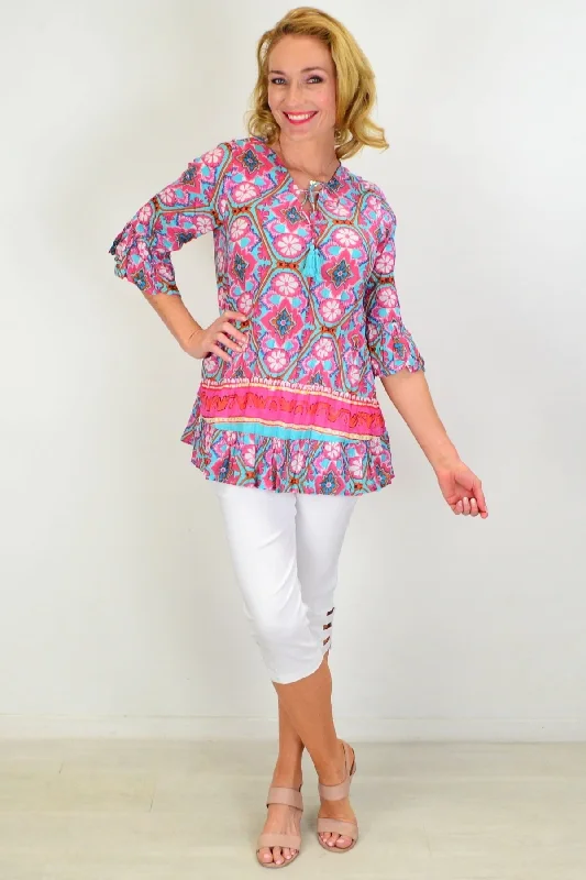 Summer Fun Ruffle Sleeve Tunic Top Hip Women's Urban