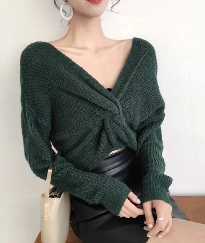 Stylish v neck long sleeve sweater  118 Modern Women's Tech