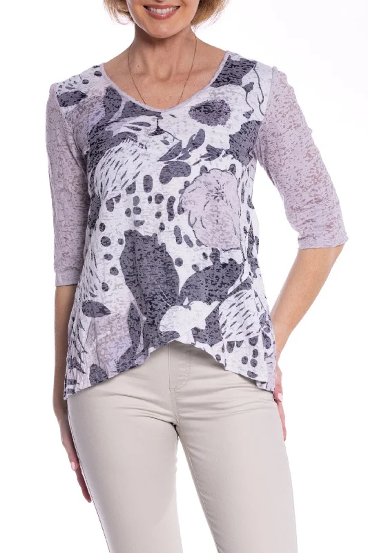 BURNOUT V NECK TEE - CLM506 Minimalist Women's Casual