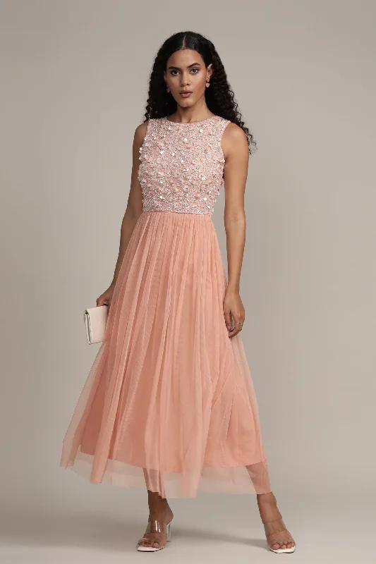 Hazel Blush Pink Bridesmaid Dress Modern Women's 