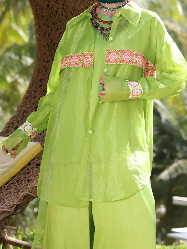 Parrot Green Shimmer Poly-Net Tunic - AL-LK-963 performance