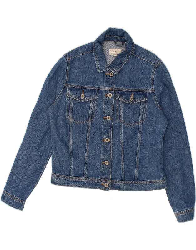 JACK WILLS Womens Crop Denim Jacket UK 12 Medium Blue Cotton Youthful Women's Anime - inspired
