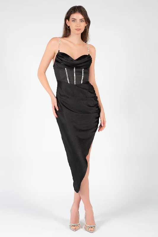 Amara Rhinestone Corset Mini Dress Monochromatic Office Style