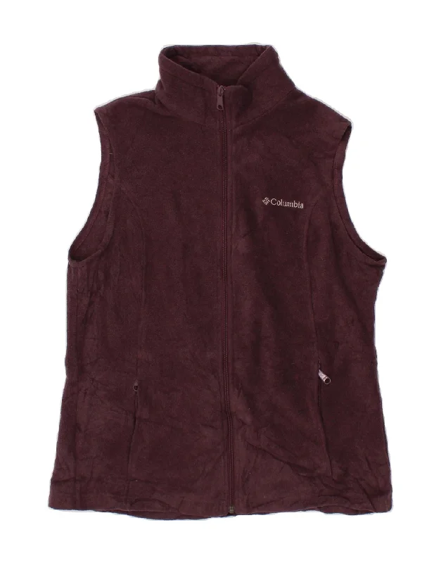 COLUMBIA Womens Fleece Gilet UK 16 Large Burgundy Traditional Women's Wool